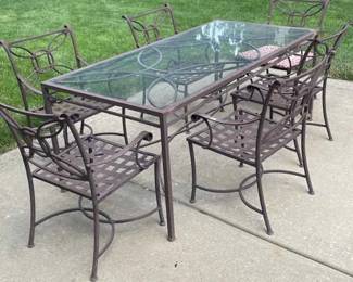 Outside Metal Glass Top Patio Table Chairs