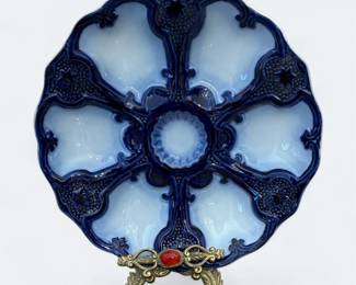 Flow Blue Vintage Limoges Oyster Plate