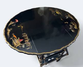 Vintage Drop Leaf Chinoiserie Hand Painted Tea Trolley