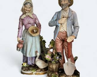 Vintage Homco Figurine "Old Man and Woman Country Farmer"