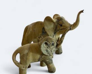 Vintage Carved Crushed Oyster Shell Elephant