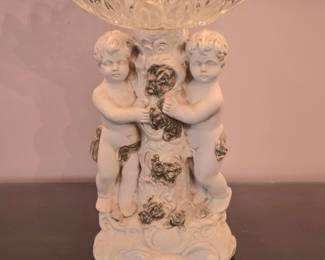 Vintage Cherubs Glass Candy Dish