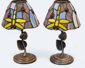 Tiffany Style Stained Glass Tealite Candle Holders
