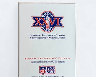 Superbowl XXVI Collectors Edition Card