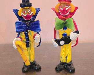 Vintage Italian Murano Glass Clown Figurines