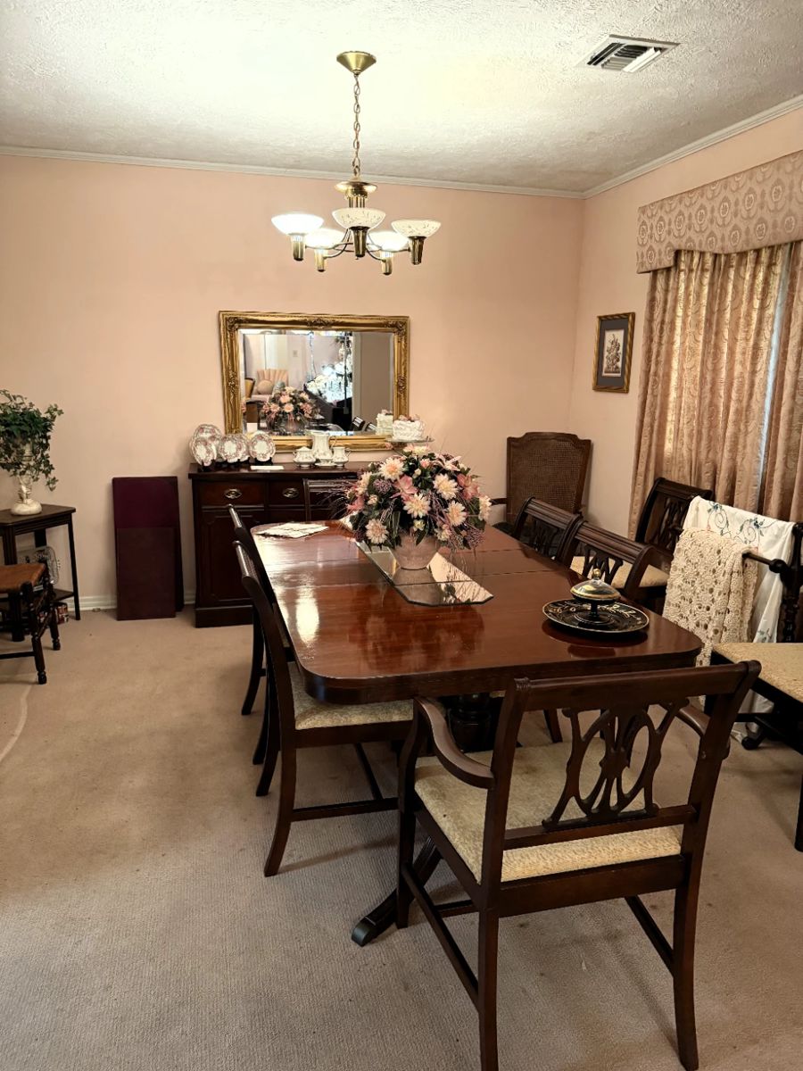 DUNCAN PHYFE DINING TABLE, CHAIRS AND BUFFET