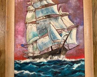 BOAT PAINTING DONALD BARKEMAYER 1959