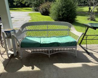 ANTIQUE WICKER SOFA, SPRINGS IN THE CUSHION