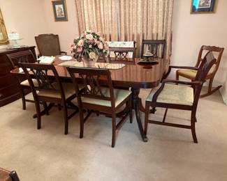 DUNCAN PHYFE DINING TABLE AND CHAIRS