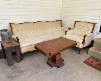 BOTTOM BACK SOFA AND CHAIR AND COFFEE TABLE