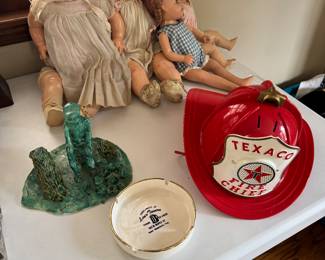 Dolls, Art, Texaco Fire Chief Hat (living room north table)
