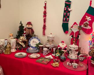 Christmas misc. Plates, cups, candle holders, decor