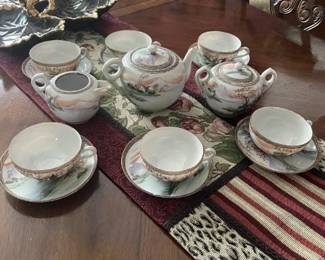 China tea set. Full service for 6. Teapot, sugar, creamer