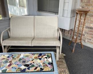 Settee; coffee table