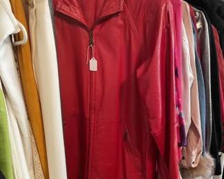 Jeckets - pictured is a red 3/4 length leather jacket