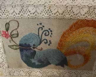 Embroidery on silk - close up view