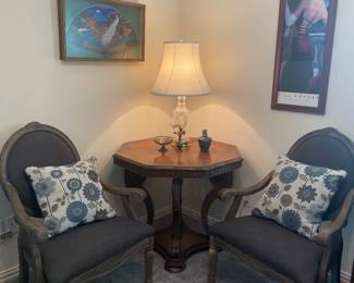 Occasional chairs, very old occasional table.