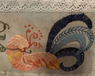 embroidery on silk - close up view