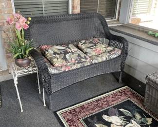 Wicker settee and patio misc