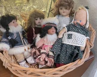 Antique and assorted dolls.