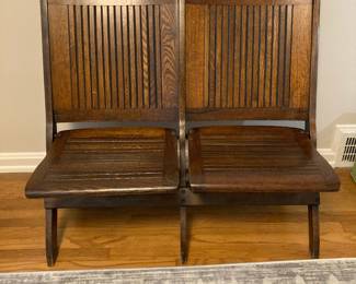 Folding antique double bench