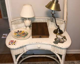 Antique wicker writing desk 