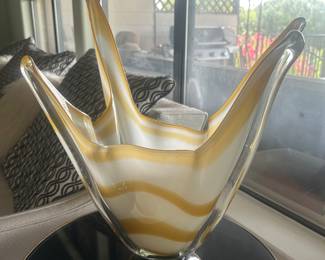 Murano Style MCM Blown Glass Stretch Vase