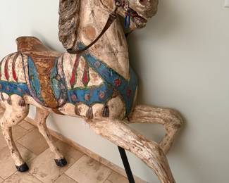 Antique Hand Carved Wood Carousel Horse
