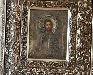 Russian Orthodox Icon - Christ Pantocrator with Riza Cover