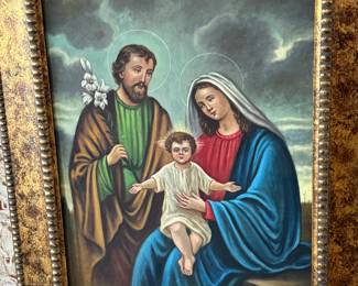 Holy Family Painting in Gold Frame