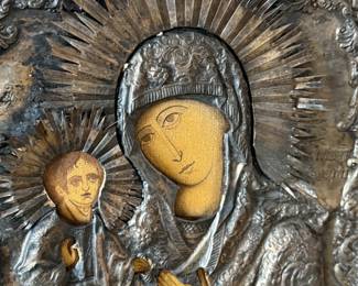 Russian Orthodox Icon - Madonna and Child with Riza Cover