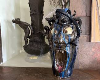 Medusa Style/Primal Mask Sculpture Vase 