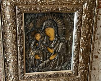 Russian Orthodox Icon - Madonna and Child with Riza Cover