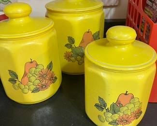 Vintage MCM 1969’s yellow aluminum canister set of 3