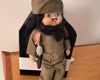 Fidel Castro doll. Benipin Rebeld name tag attached. 1950’s