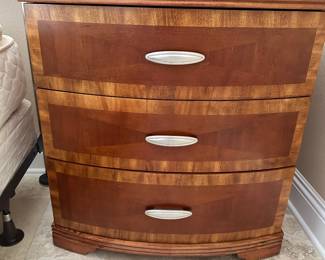 #8 - $300 - Bowfront modern Dein model 2 night stands 27x18x28& tall chest 37x20x51T - Guest bedroom barely used 
