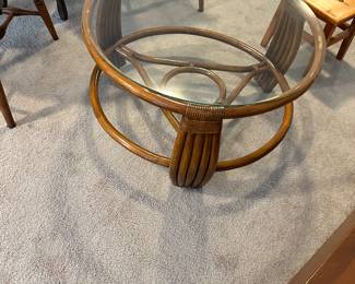#17 - $80 - Bamboo & glass top round table 29x16