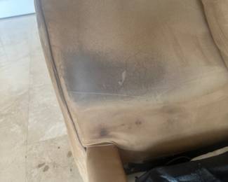 #10 - $140 - Hideaway bed microsuede Haverty's (stain left arm) twin - 52Wx37Dx35T