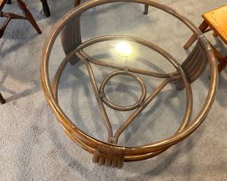 #17 - $80 - Bamboo & glass top round table 29x16