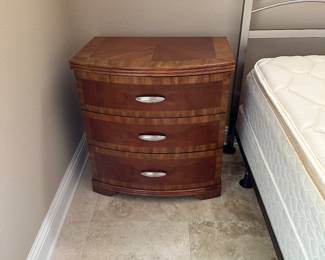 #8 - $300 - Bowfront modern Dein model 2 night stands 27x18x28& tall chest 37x20x51T - Guest bedroom barely used 