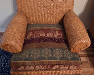 #42 - $150 each - Wicker chairs with color cushions - like new -  (not on site) 2 available
