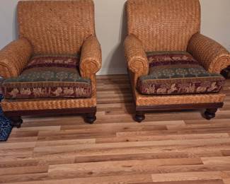 #42 - $150 each - Wicker chairs with color cushions - like new -  (not on site) 2 available