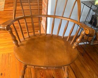 #20A - $160 - S. Bent & Brothers Fan Back Solid Maple Chair, Gardner Massachusetts 