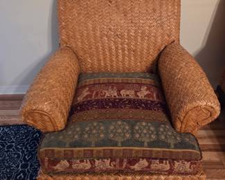 #42 - $150 each - Wicker chairs with color cushions - like new -  (not on site) 2 available