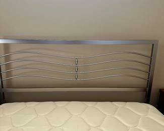 #9 - $300 - Queen (guest room barely used) mattress and aluminum frame - headboard 49T