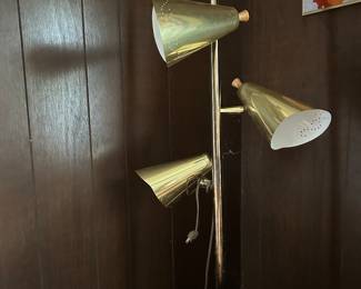 Mid Century Brass Atomic Style Floor Lamp