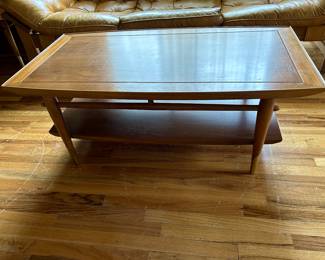 Vintage Mid Century Modern Two Tiered Walnut Coffee Table by Lane Copenhagen, C. 1956