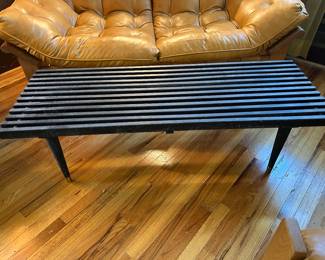 Mid Century Modern Black Slat Bench/ Coffee Table