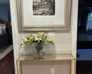 PHOTOGRAPH BY CHARLES, 2ND GOLD MIRRORED CONSOLE TABLE