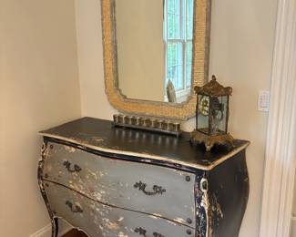 DISTRESSED BOMBAY CHEST AND MIRROR